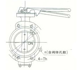 船用日標對夾式手柄蝶閥 JISF7480(圖1) 船用日標對夾式手柄蝶閥